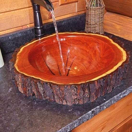 rustic wooden sink